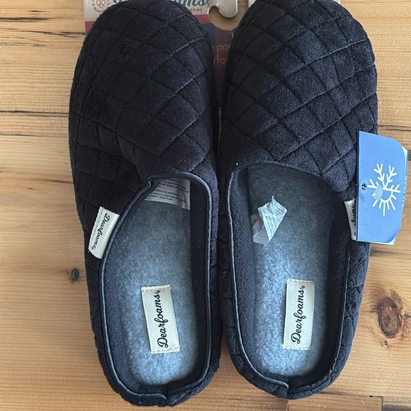 NWT Dearfoams Women's Memory Foam Washable Leslie Clog House Slipper, black 7-8 - Picture 4 of 8
